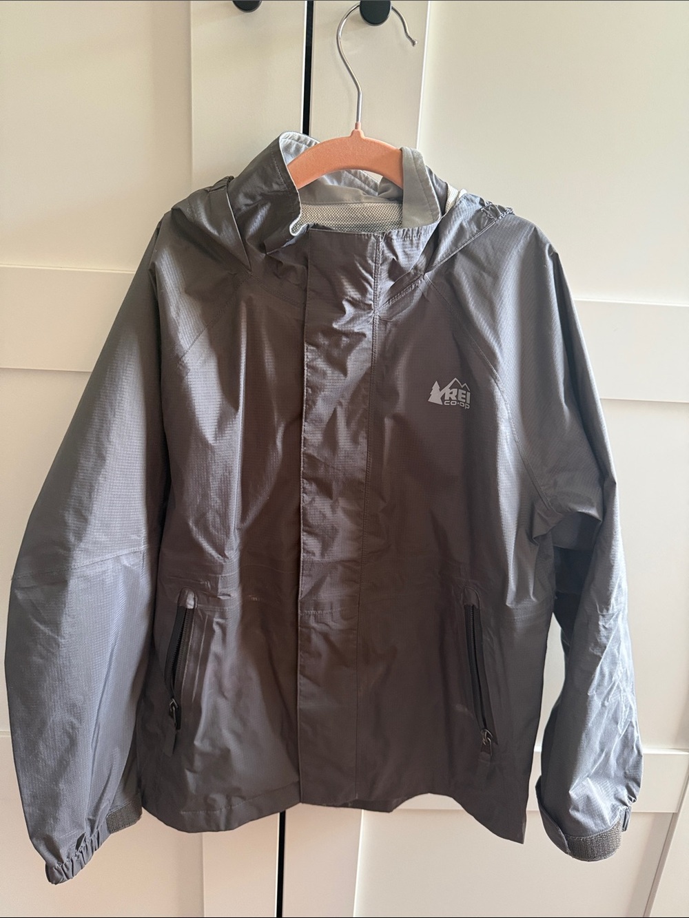 REI Youth Hooded Rain Jacket in Gray